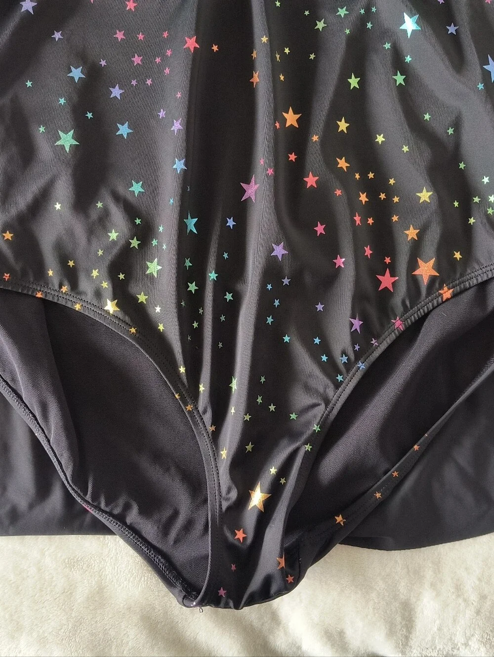 Torrid Black Rainbow Star Plus Swim Suit One Piece Dress Sz 1 D/DD - Picture 4 of 6